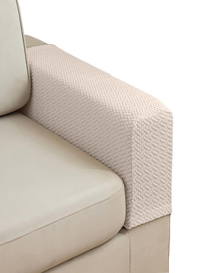Stlemiko Couch Sofa Arm Chair Covers Set of 2 Polyester Stretch Arm Rest Covers for Sofa Recliner Chair Arm Covers Protectors with Twist Pins (Beige,M) - Image 1